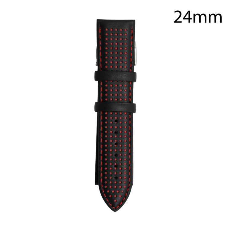 CORREA PIEL NEGRA COST.ROJA CADIZ 24 MM