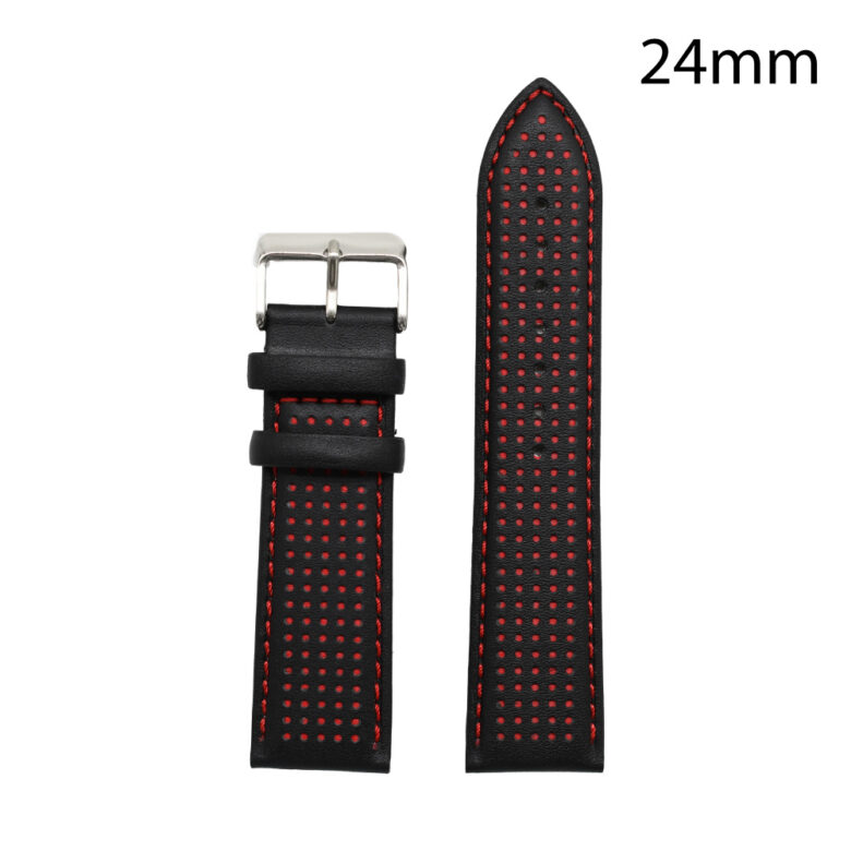 CORREA PIEL NEGRA COST.ROJA CADIZ 24 MM