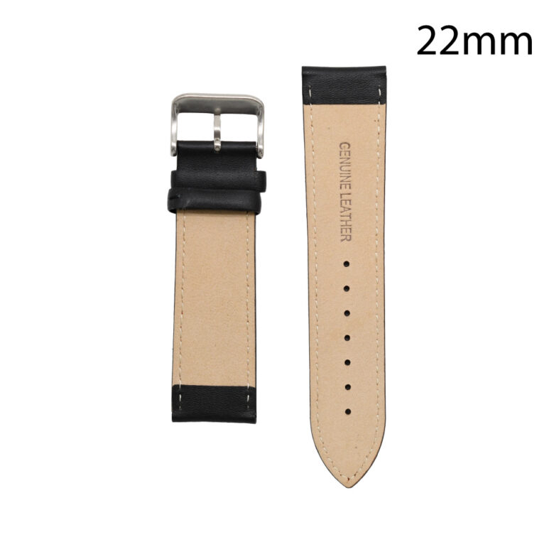 CORREA PIEL NEGRA COST.ROJA CADIZ 22 MM