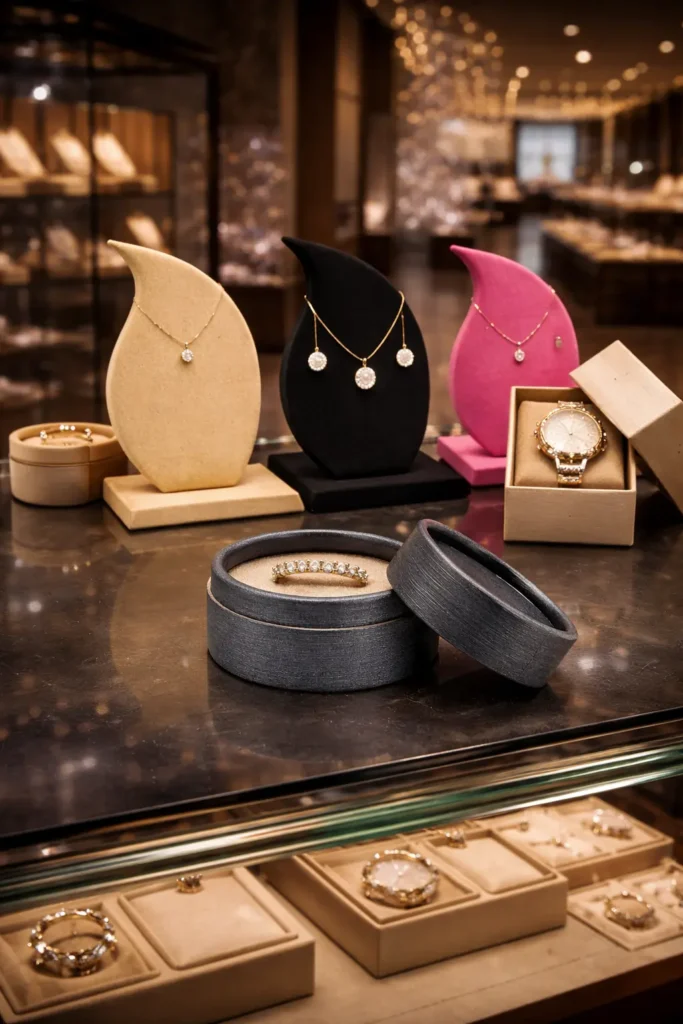 Vitrina con exhibidores de joyería profesionales — ZD Suministros Chile